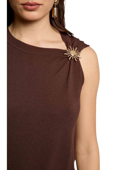 Morgan De Toi Pull Femme Marron Sans Manches| choixmode.fr