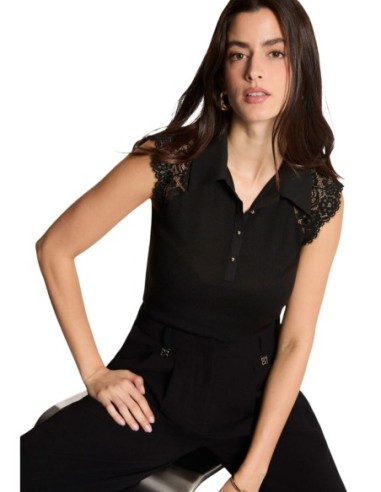 Morgan De Toi Top Femme Noir Boutonné| choixmode.fr