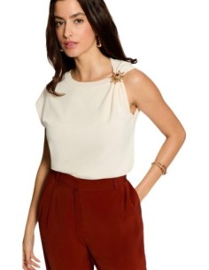 Morgan De Toi Pull Femme Beige Sans Manches| choixmode.fr