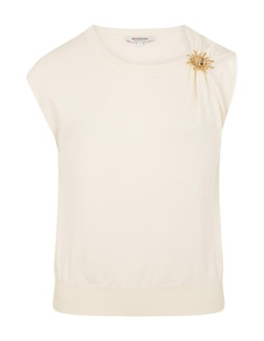 Morgan De Toi Pull Femme Beige Sans Manches| choixmode.fr