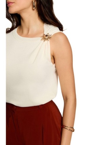Morgan De Toi Pull Femme Beige Sans Manches| choixmode.fr