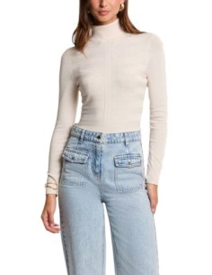 Morgan De Toi Pull Femme Beige Col Montant| choixmode.fr