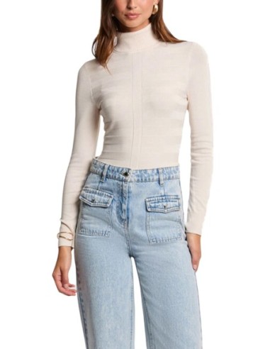 Morgan De Toi Pull Femme Beige Col Montant| choixmode.fr