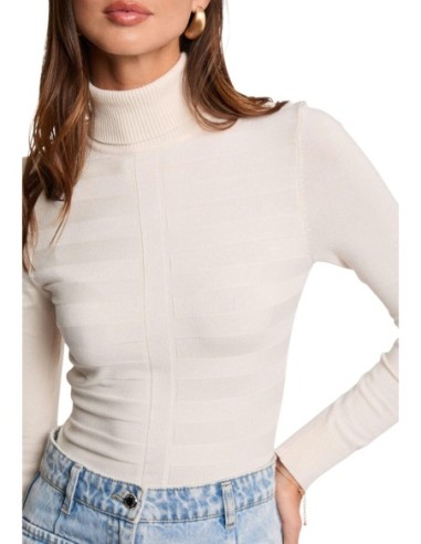 Morgan De Toi Pull Femme Beige Col Montant| choixmode.fr