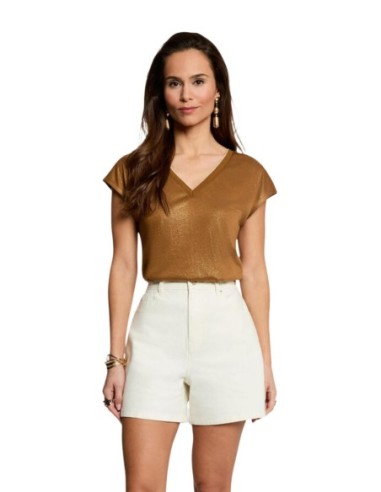Morgan De Toi T-shirt Femme Marron Col V Élégant| choixmode.fr