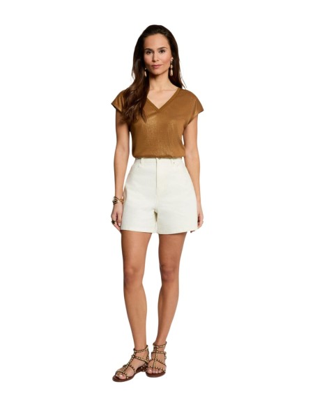 Morgan De Toi T-shirt Femme Marron Col V Élégant| choixmode.fr