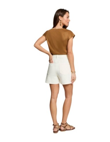 Morgan De Toi T-shirt Femme Marron Col V Élégant| choixmode.fr