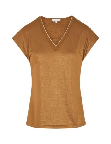 Morgan De Toi T-shirt Femme Marron Col V Élégant| choixmode.fr