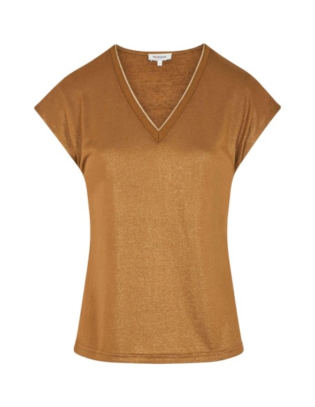 Morgan De Toi T-shirt Femme Marron Col V Élégant| choixmode.fr