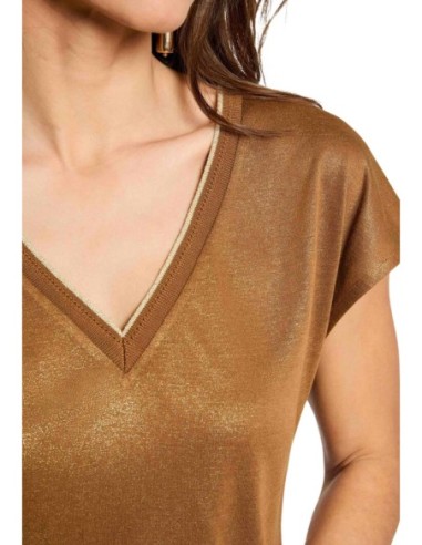 Morgan De Toi T-shirt Femme Marron Col V Élégant| choixmode.fr