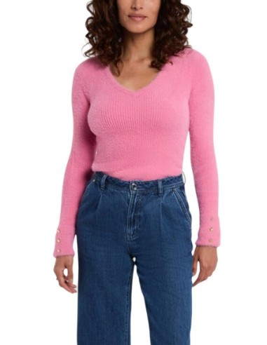 Morgan De Toi Pull Femme Rose Col V Doux| choixmode.fr