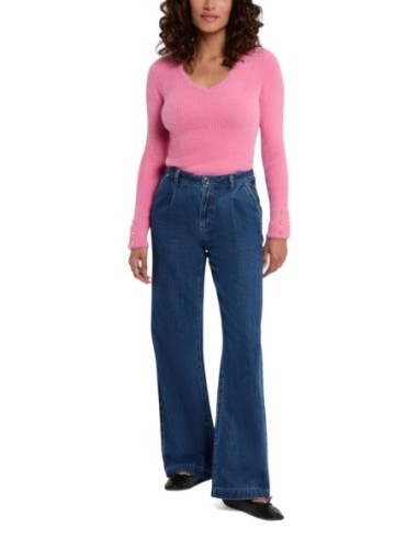 Morgan De Toi Pull Femme Rose Col V Doux| choixmode.fr