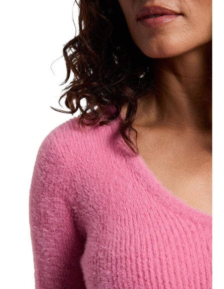 Morgan De Toi Pull Femme Rose Col V Doux| choixmode.fr