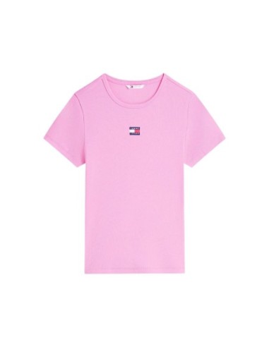 Tommy Jeans t-shirt femme rose badge | choixmode.fr