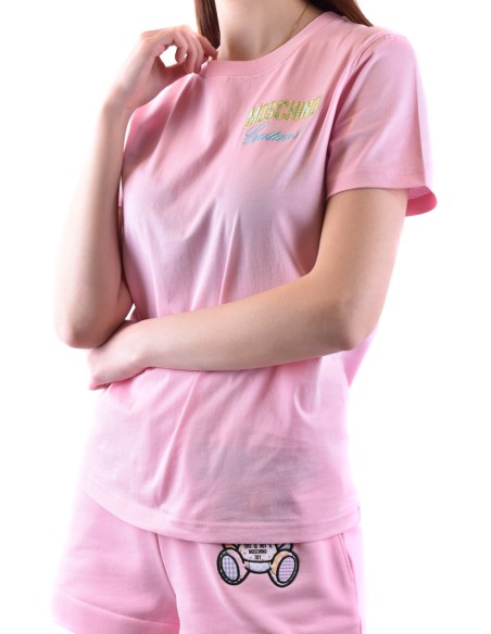 Moschino t-shirt femme rose imprimé | choixmode.fr