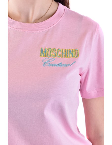 Moschino t-shirt femme rose imprimé | choixmode.fr