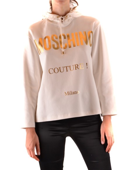 Moschino sweat femme beige capuche imprimé | choixmode.fr