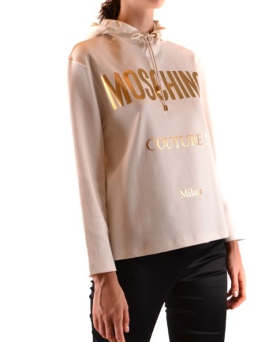 Moschino sweat femme beige capuche imprimé | choixmode.fr