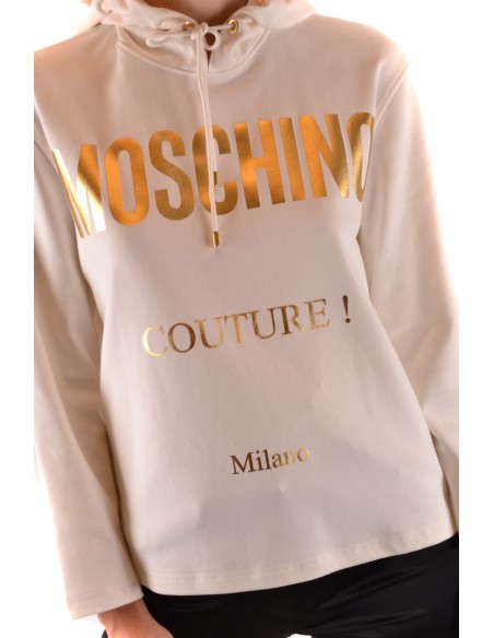 Moschino sweat femme beige capuche imprimé | choixmode.fr