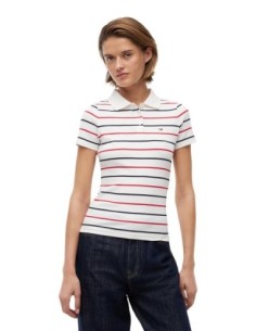 Tommy Jeans polo femme blanc rayé sport | choixmode.fr
