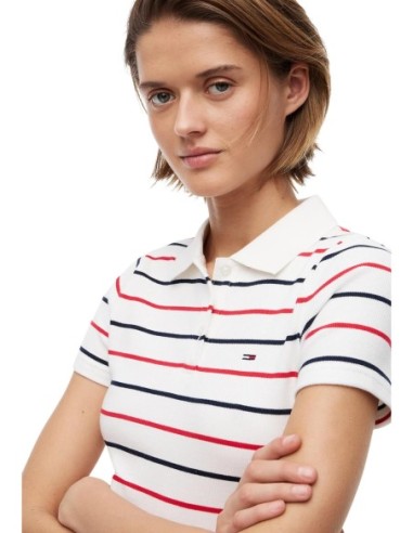 Tommy Jeans polo femme blanc rayé sport | choixmode.fr