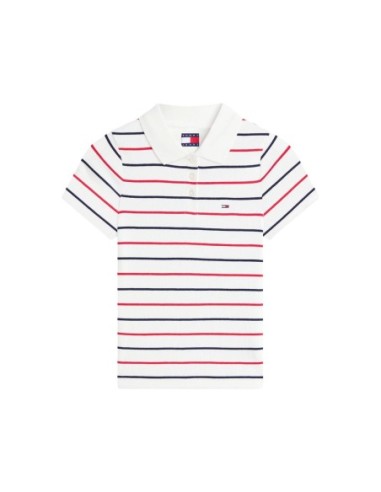 Tommy Jeans polo femme blanc rayé sport | choixmode.fr