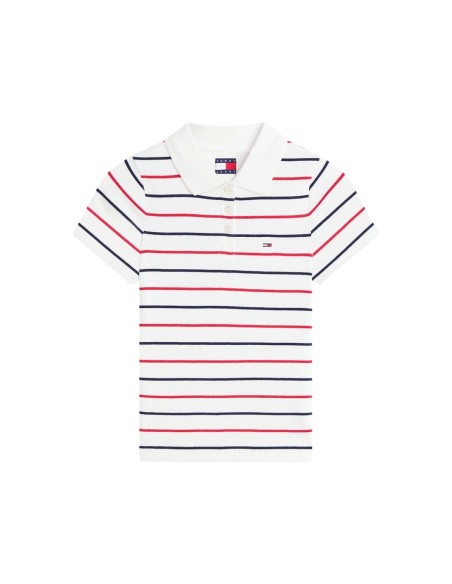 Tommy Jeans polo femme blanc rayé sport | choixmode.fr