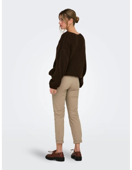 Only pantalon femme marron stretch moderne | choixmode.fr