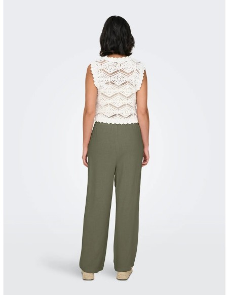 Only pantalon femme vert lin viscose fluide | choixmode.fr