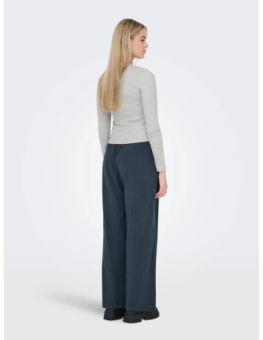 Only pantalon femme bleu coton lacets | choixmode.fr