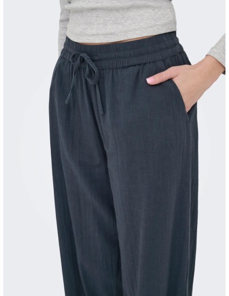 Only pantalon femme bleu coton lacets | choixmode.fr