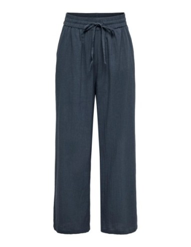 Only pantalon femme bleu coton lacets | choixmode.fr