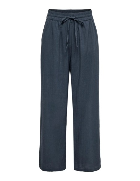 Only pantalon femme bleu coton lacets | choixmode.fr