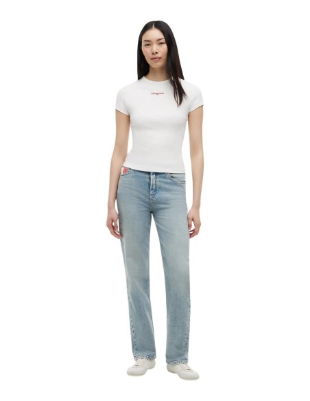 Tommy Jeans t-shirt femme blanc coton bio | choixmode.fr