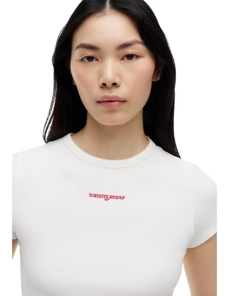 Tommy Jeans t-shirt femme blanc coton bio | choixmode.fr