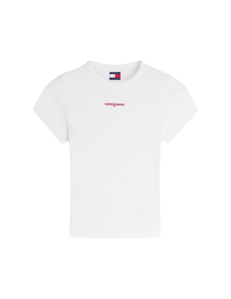 Tommy Jeans t-shirt femme blanc coton bio | choixmode.fr