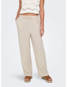 Only pantalon femme beige lin | choixmode.fr