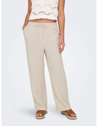 Only pantalon femme beige lin | choixmode.fr