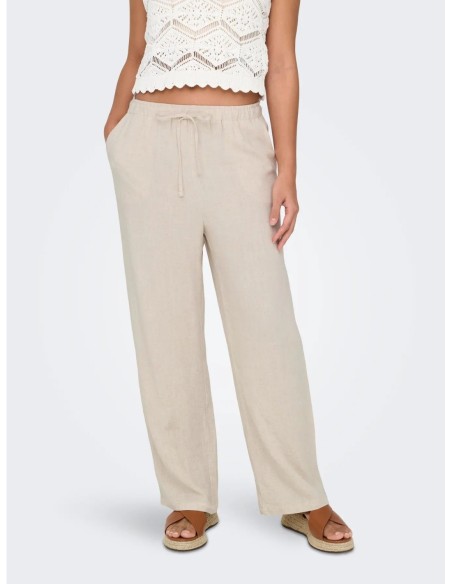 Only pantalon femme beige lin | choixmode.fr