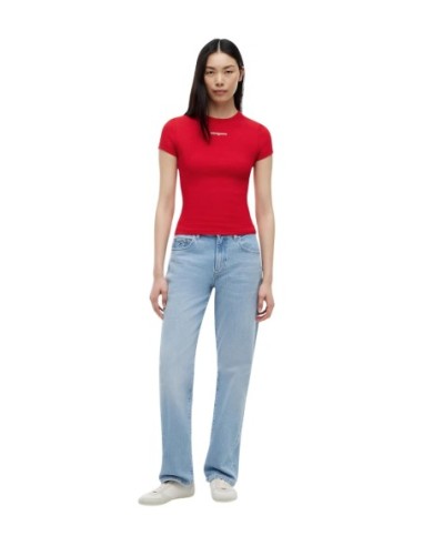 Tommy Jeans t-shirt femme rouge coton bio | choixmode.fr