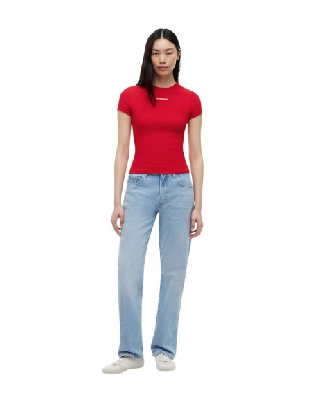 Tommy Jeans t-shirt femme rouge coton bio | choixmode.fr