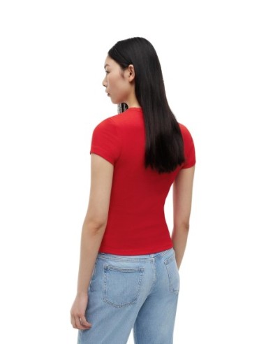 Tommy Jeans t-shirt femme rouge coton bio | choixmode.fr