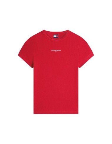 Tommy Jeans t-shirt femme rouge coton bio | choixmode.fr