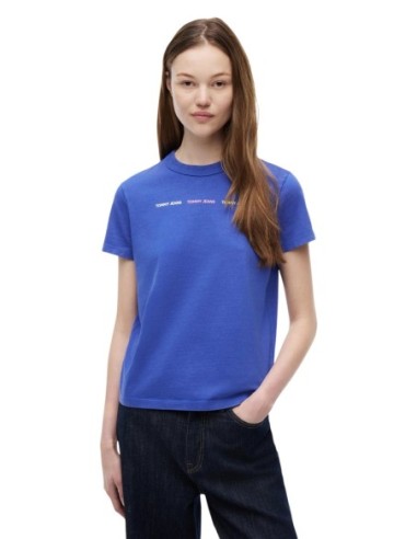 Tommy Jeans t-shirt femme bleu coton bio | choixmode.fr