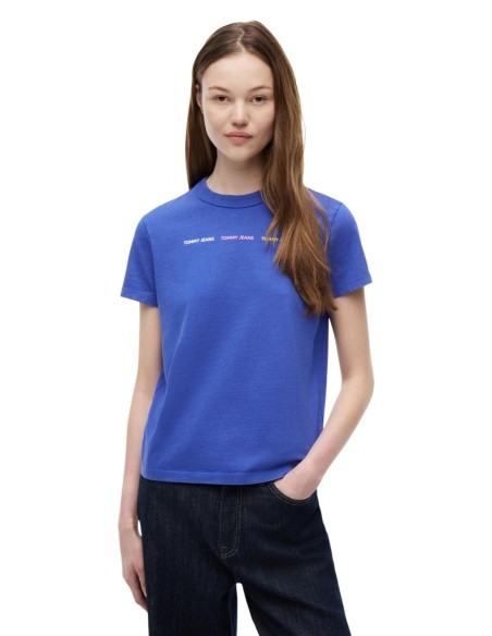 Tommy Jeans t-shirt femme bleu coton bio | choixmode.fr