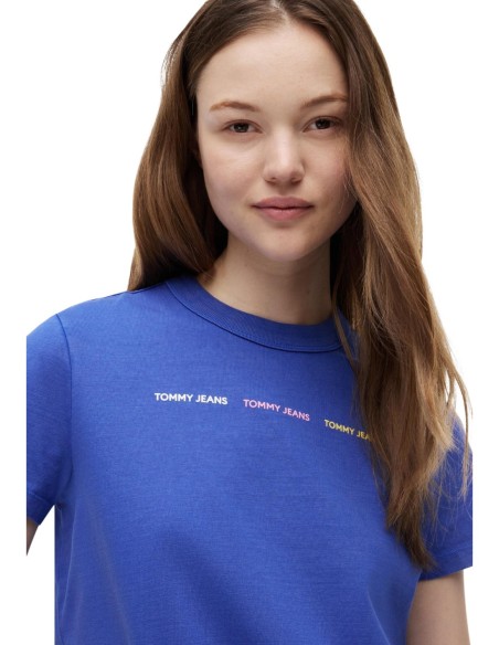 Tommy Jeans t-shirt femme bleu coton bio | choixmode.fr