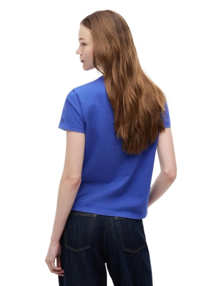Tommy Jeans t-shirt femme bleu coton bio | choixmode.fr