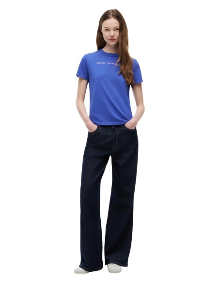 Tommy Jeans t-shirt femme bleu coton bio | choixmode.fr