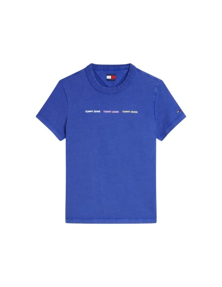 Tommy Jeans t-shirt femme bleu coton bio | choixmode.fr