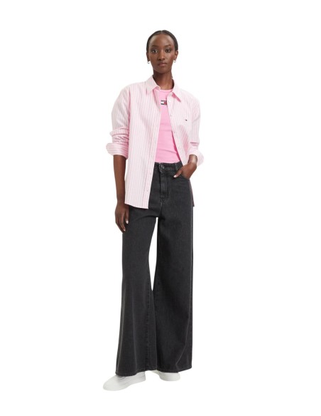 Tommy Jeans chemise femme rose rayée | choixmode.fr